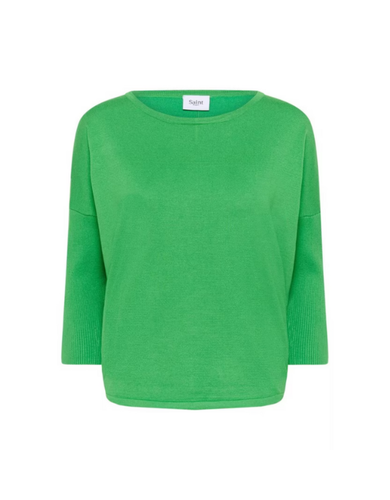 Saint Tropez Mila Round Neck Pullover in Greenbriar by Saint Tropez