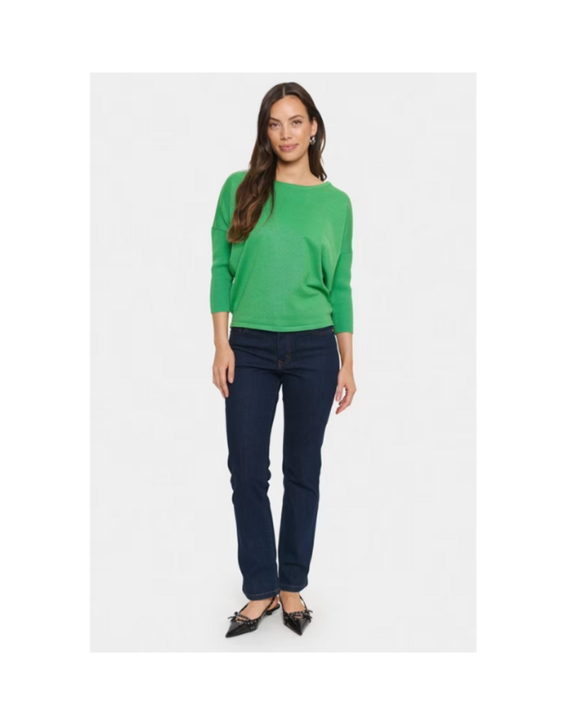 Saint Tropez Mila Round Neck Pullover in Greenbriar by Saint Tropez