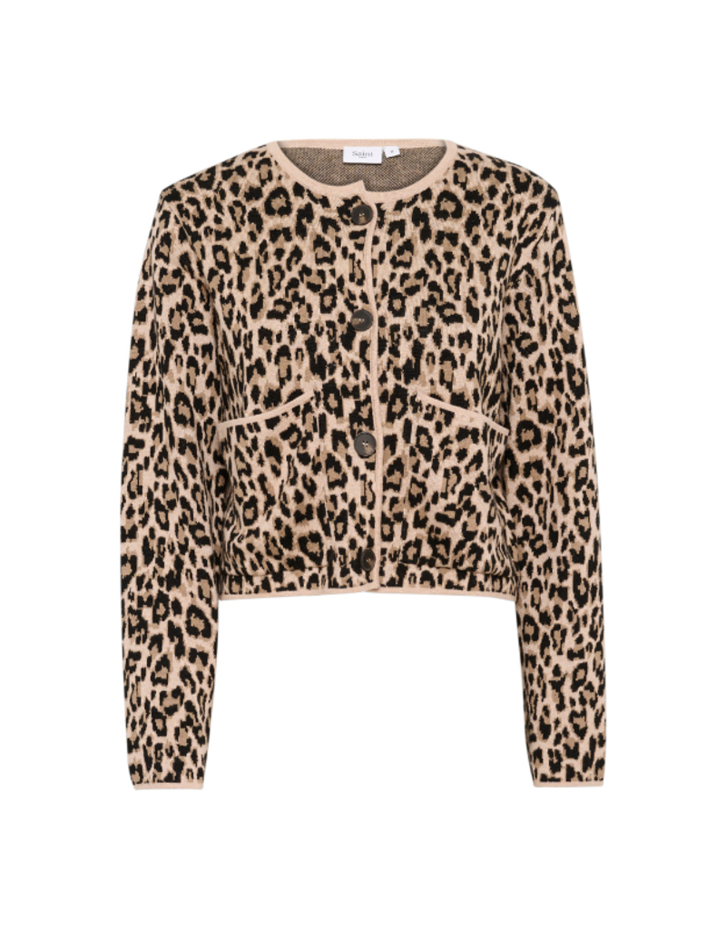 Saint Tropez Lydia Cardigan in Black Leopard by Saint Tropez