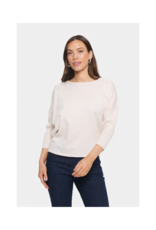 Saint Tropez Mila Round Neck Pullover in Fog Melange by Saint Tropez