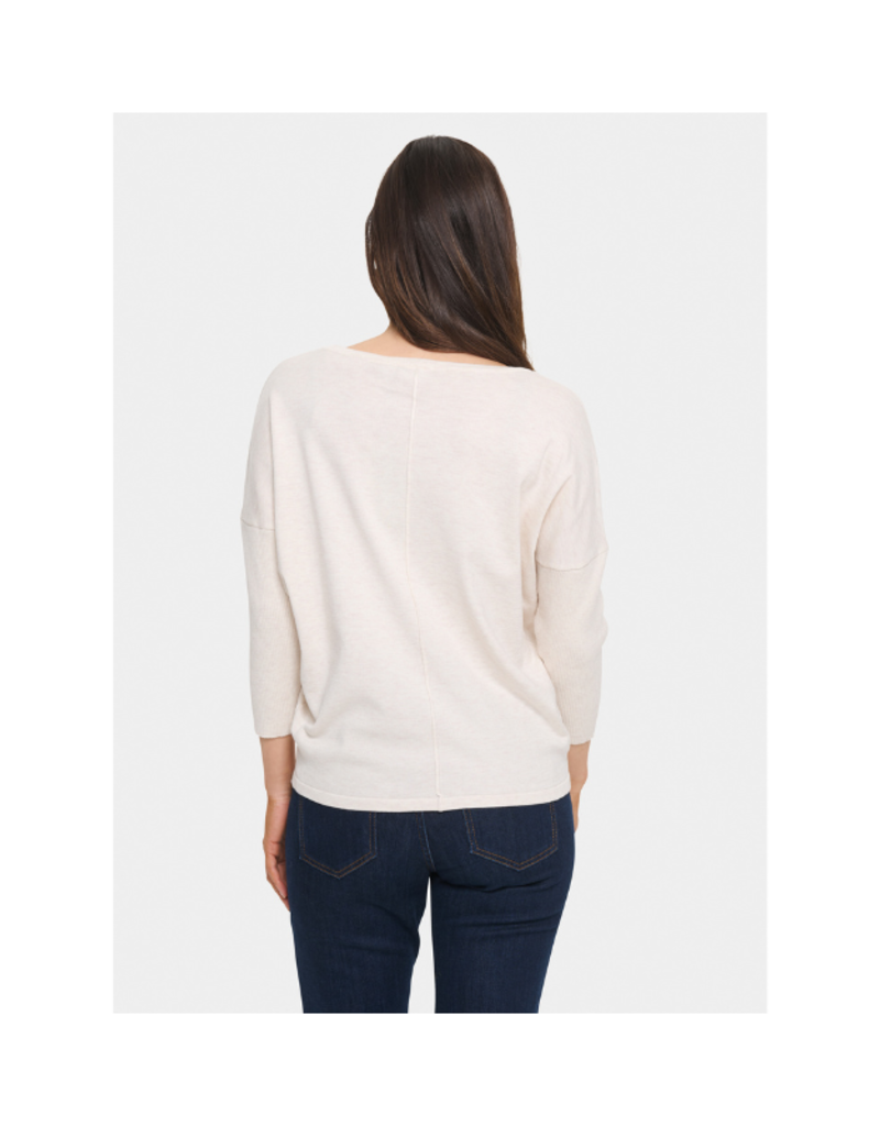 Saint Tropez Mila Round Neck Pullover in Fog Melange by Saint Tropez