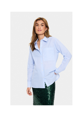 Saint Tropez Marley Button Down Shirt in Chambray Blue by Saint Tropez