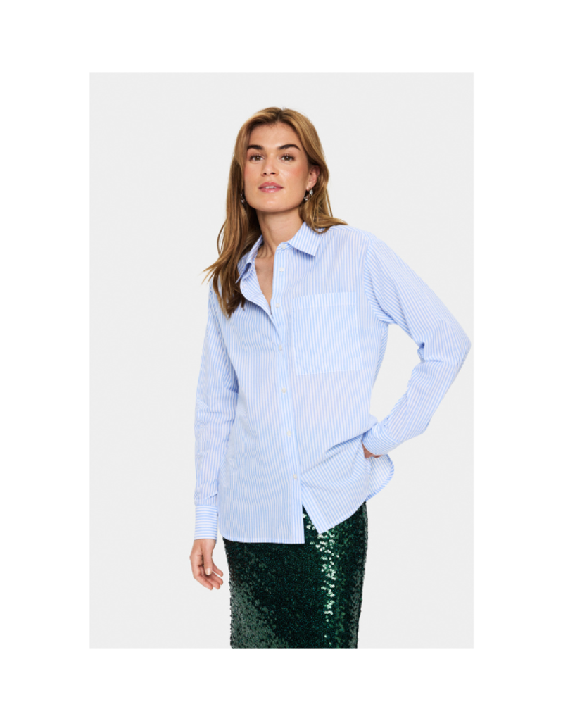 Saint Tropez Marley Button Down Shirt in Chambray Blue by Saint Tropez