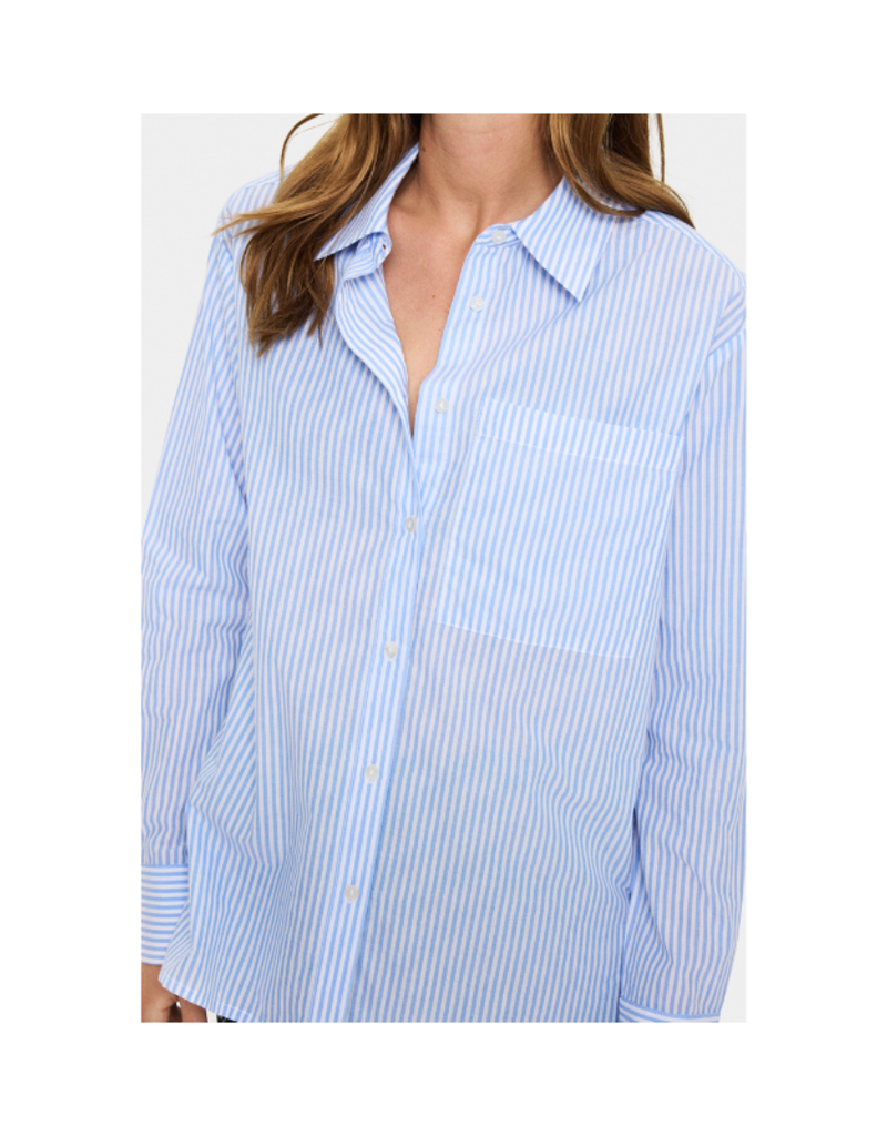 Saint Tropez Marley Button Down Shirt in Chambray Blue by Saint Tropez