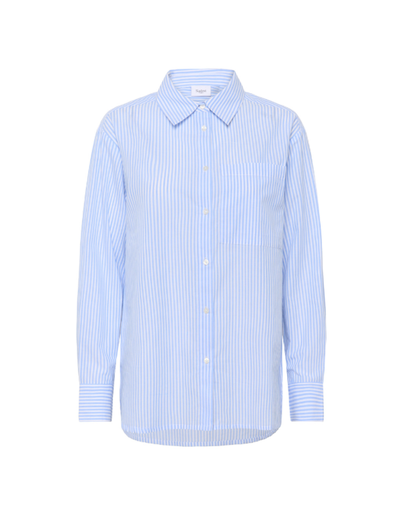 Saint Tropez Marley Button Down Shirt in Chambray Blue by Saint Tropez