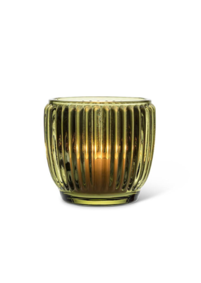 3" Ribbed Votive in Moss