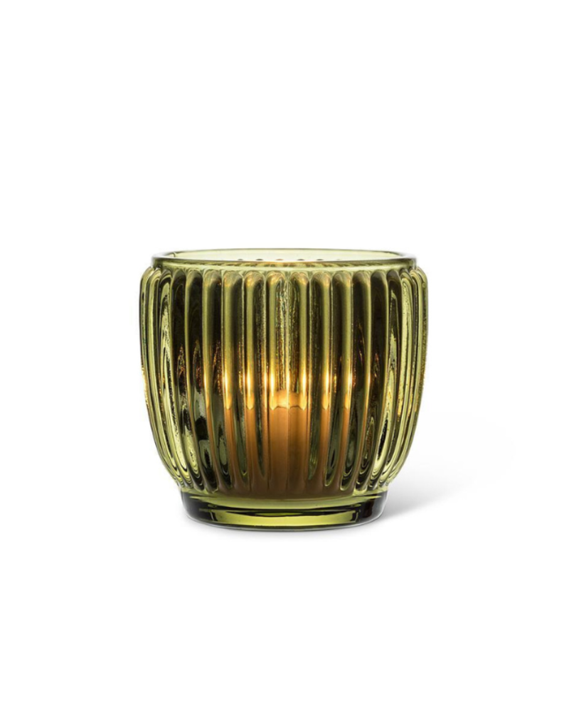 3" Ribbed Votive in Moss