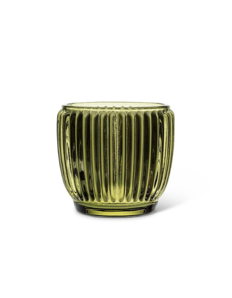 3" Ribbed Votive in Moss