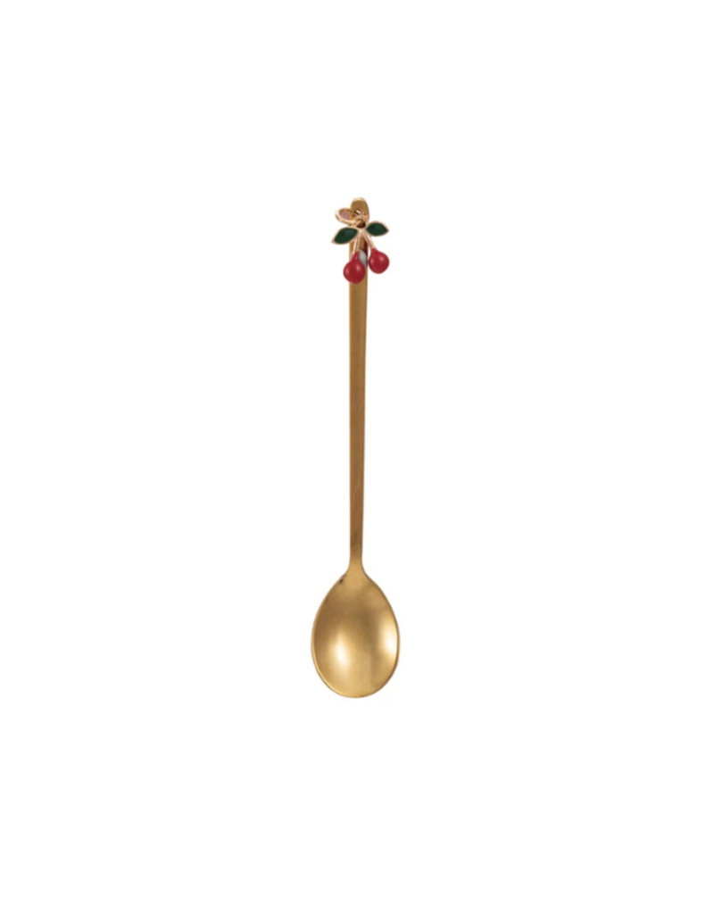 Creative Co-Op Stainless Steel Spoon with Cherry Charm