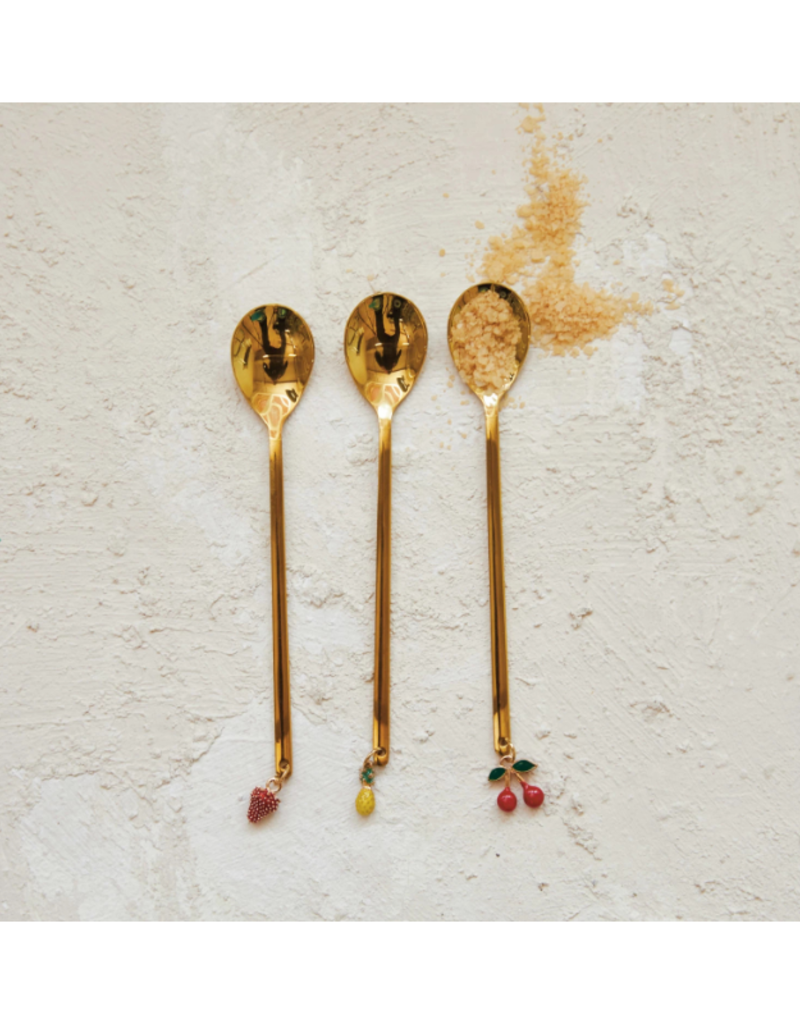 Creative Co-Op Stainless Steel Spoon with Cherry Charm