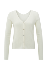 YAYA Fine Rib Knit Cardigan in Wool White by YAYA