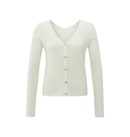 YAYA Fine Rib Knit Cardigan in Wool White by YAYA