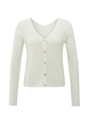 YAYA Fine Rib Knit Cardigan in Wool White by YAYA