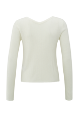 YAYA Fine Rib Knit Cardigan in Wool White by YAYA
