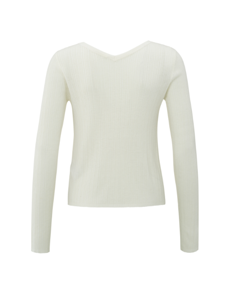 YAYA Fine Rib Knit Cardigan in Wool White by YAYA