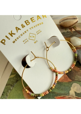 Pika & Bear Memphre Bead Hoop Earrings in Matamoe by Pika & Bear