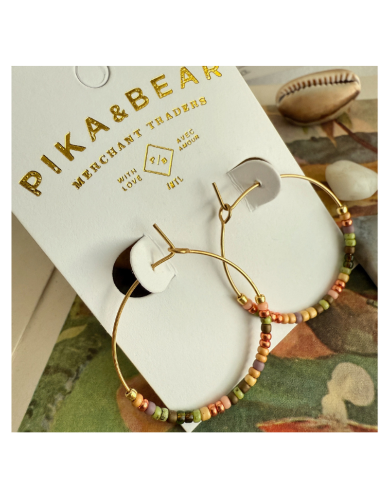Pika & Bear Memphre Bead Hoop Earrings in Matamoe by Pika & Bear