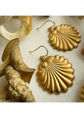 Pika & Bear Botticelli Raw Brass Shell Drop Earrings by Pika & Bear
