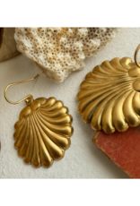 Pika & Bear Botticelli Raw Brass Shell Drop Earrings by Pika & Bear