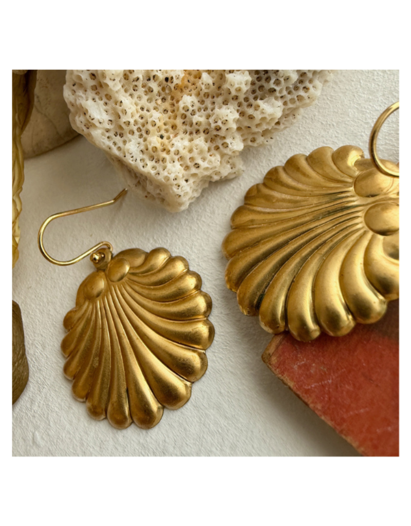 Pika & Bear Botticelli Raw Brass Shell Drop Earrings by Pika & Bear