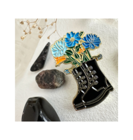 Pika & Bear Enamel Pin "Boot-quet" Flowers & Boot by Pika & Bear