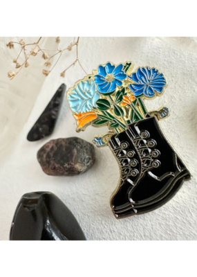 Pika & Bear Enamel Pin "Boot-quet" Flowers & Boot by Pika & Bear
