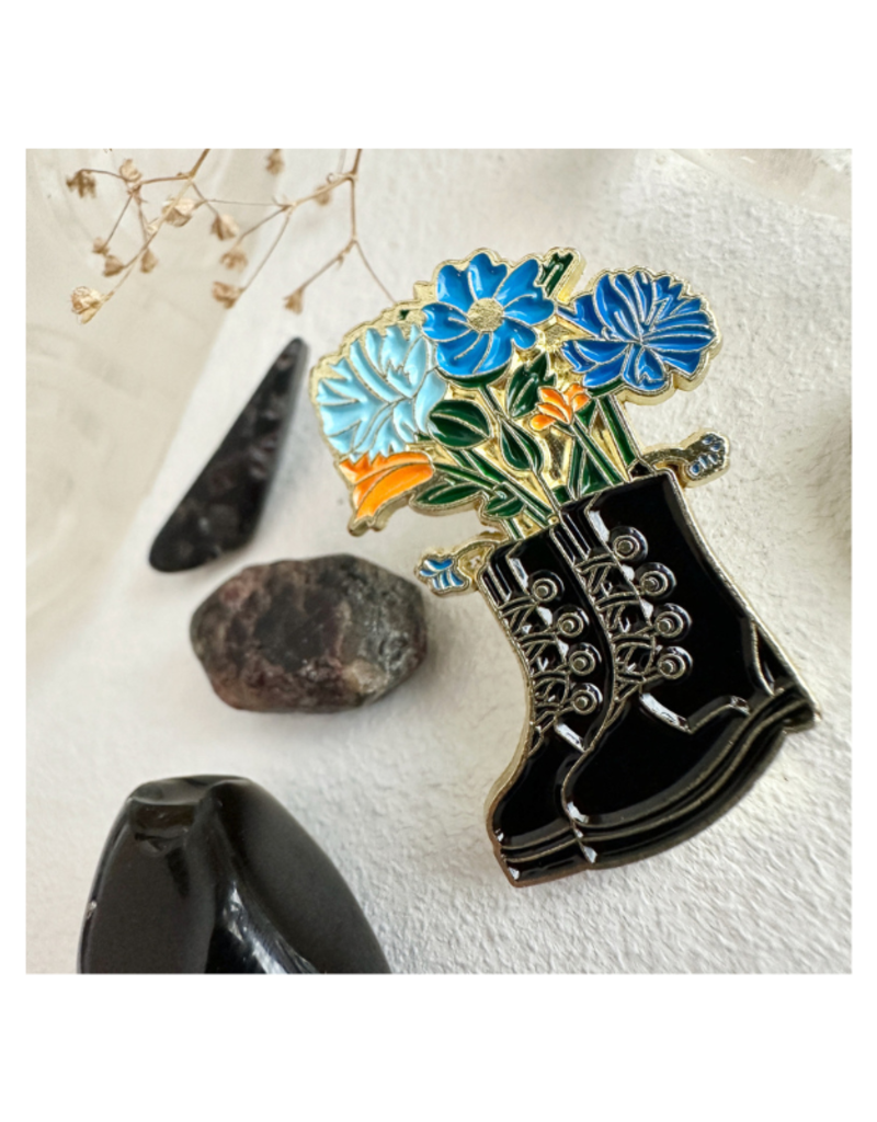 Pika & Bear Enamel Pin "Boot-quet" Flowers & Boot by Pika & Bear