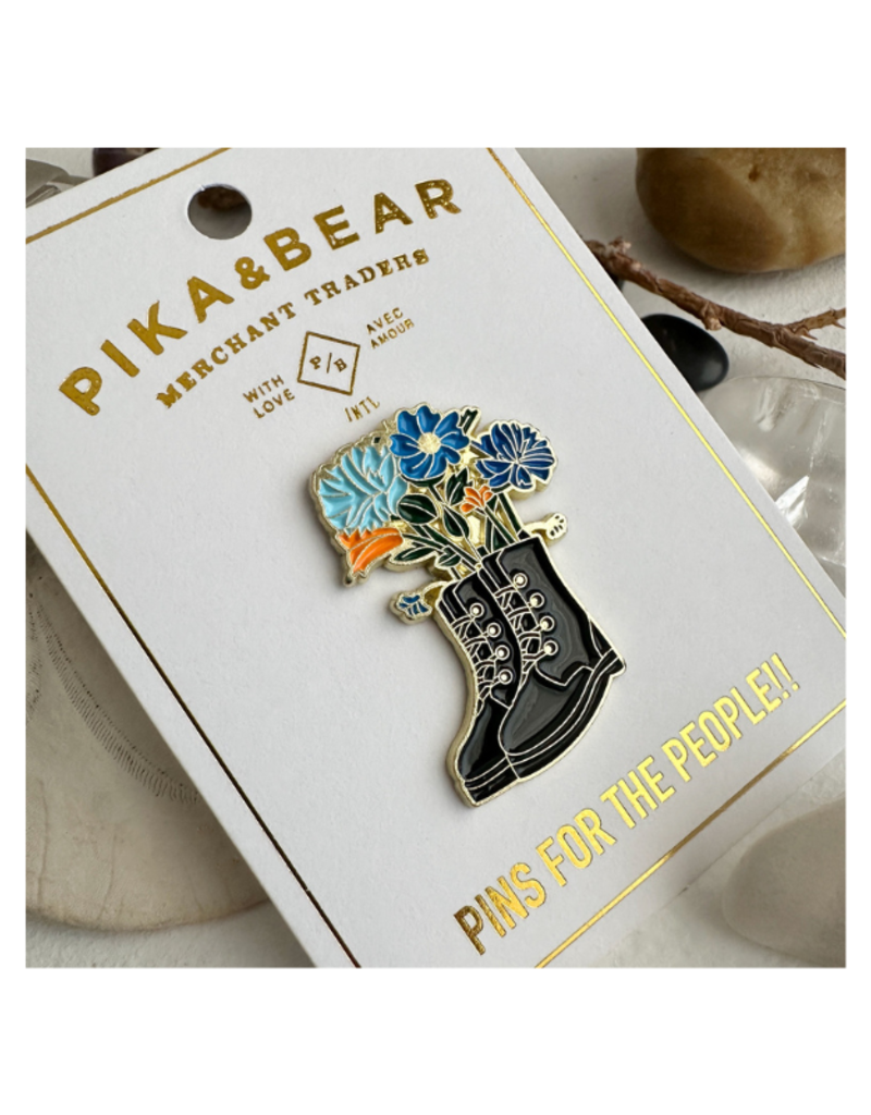 Pika & Bear Enamel Pin "Boot-quet" Flowers & Boot by Pika & Bear