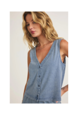 Z Supply Solace V-Neck Denim Top in Medium Indigo by Z Supply