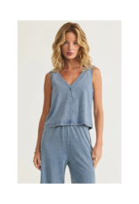Z Supply Solace V-Neck Denim Top in Medium Indigo by Z Supply