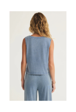 Z Supply Solace V-Neck Denim Top in Medium Indigo by Z Supply