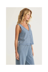 Z Supply Solace V-Neck Denim Top in Medium Indigo by Z Supply