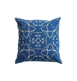 Creative Co-Op Blue Embroidered Square Pillow 16"