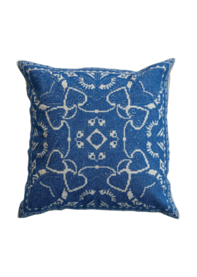 Creative Co-Op Blue Embroidered Square Pillow 16"