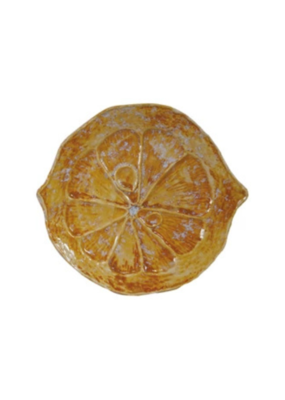 Creative Co-Op Lemon Stoneware Citrus Shaped Plate