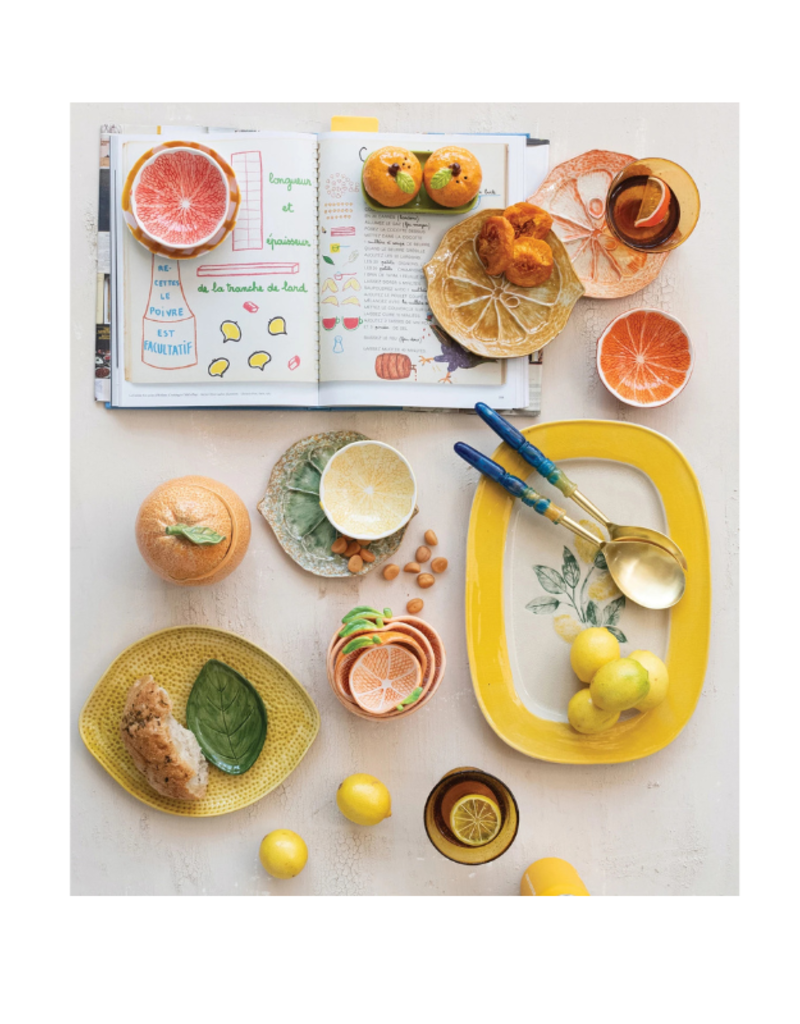 Creative Co-Op Lemon Stoneware Citrus Shaped Plate