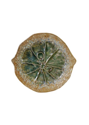 Creative Co-Op Lime Stoneware Citrus Shaped Plate