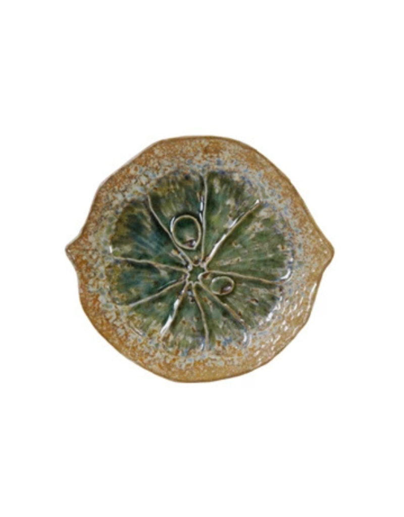 Creative Co-Op Lime Stoneware Citrus Shaped Plate