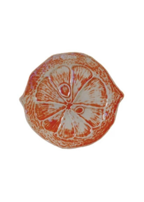 Creative Co-Op Orange Stoneware Citrus Shaped Plate