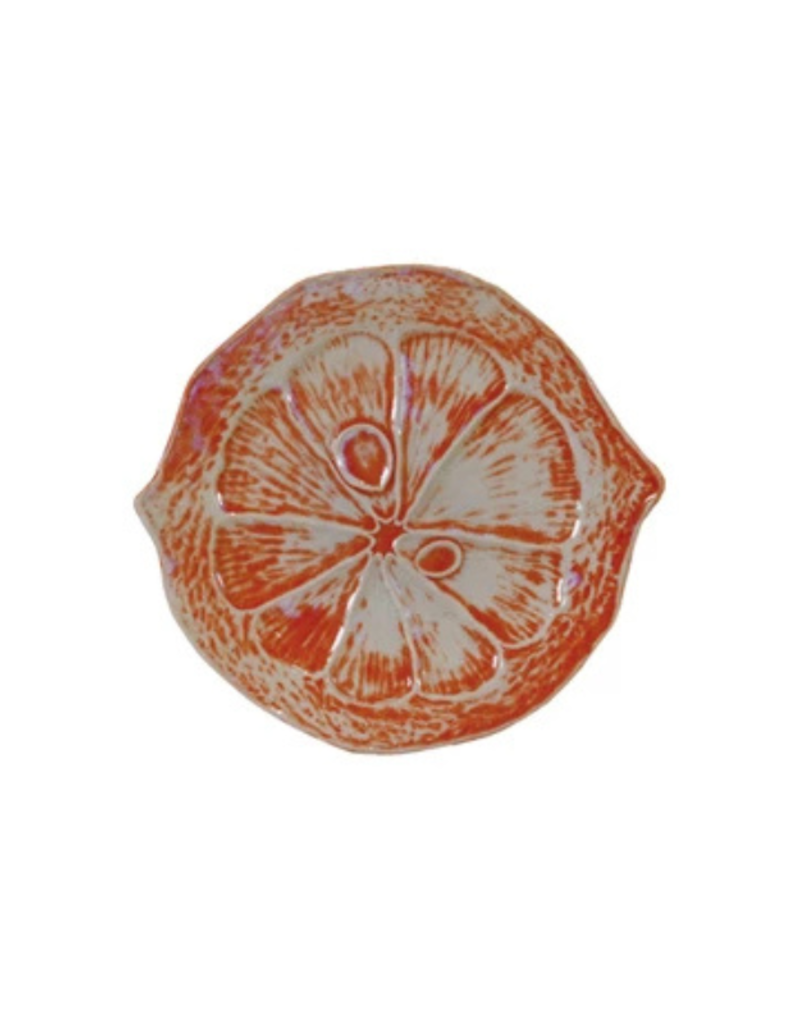 Creative Co-Op Orange Stoneware Citrus Shaped Plate