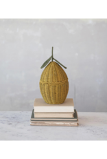 Creative Co-Op Hand-Woven Rattan Lemon Basket with Lid