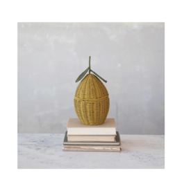 Creative Co-Op Hand-Woven Rattan Lemon Basket with Lid