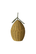 Creative Co-Op Hand-Woven Rattan Lemon Basket with Lid