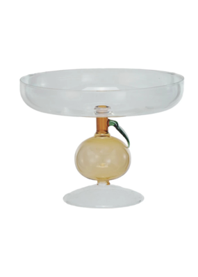 Creative Co-Op Glass Orange Pedestal Dish