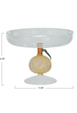 Creative Co-Op Glass Orange Pedestal Dish