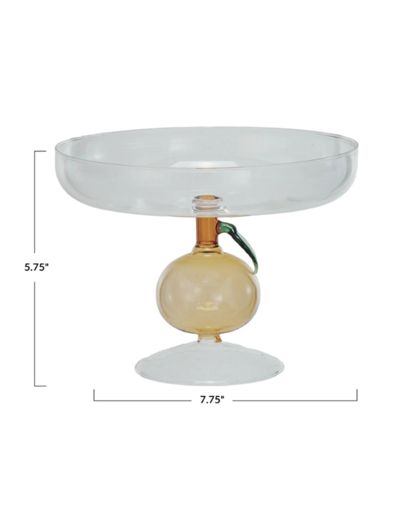 Creative Co-Op Glass Orange Pedestal Dish