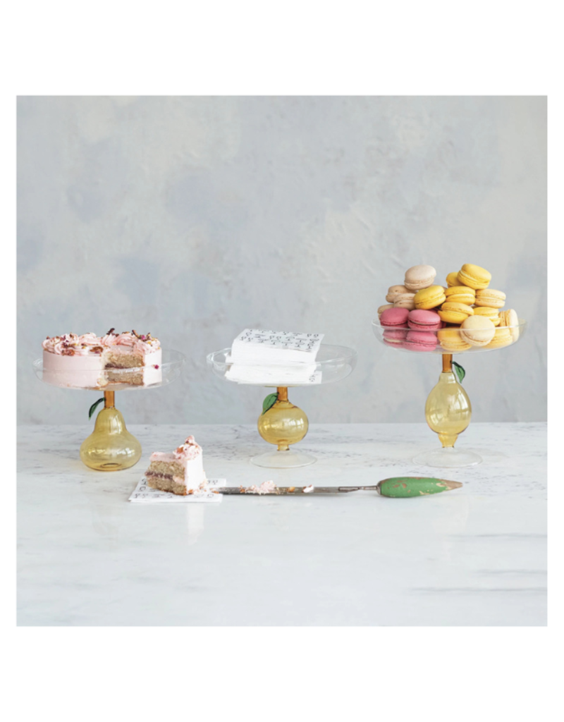 Creative Co-Op Glass Orange Pedestal Dish