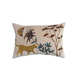 Creative Co-Op Cotton Velvet Flora Fauna Pillow 16x24