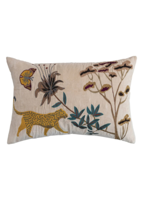 Creative Co-Op Cotton Velvet Flora Fauna Pillow 16x24