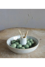 Creative Co-Op Stoneware Olive Dish Toothpick Holder